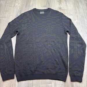 Versace Versus Black Jacquard Pattern Wool Blend Crewneck Sweater Size 40/54